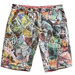 Jet Lag Reversible Graphic Print Salmon Pink Shorts Size 34